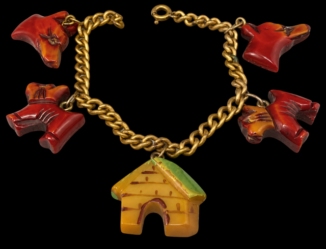 vintage bakelite dog/doghouse bracelet